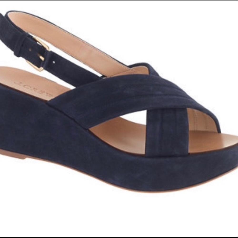 J Crew Marcie Wedge Navy 8.5